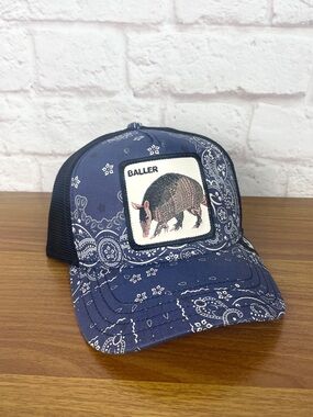 Goorin Bros Baller Blue Bandana Armadillo Trucker Hat New!